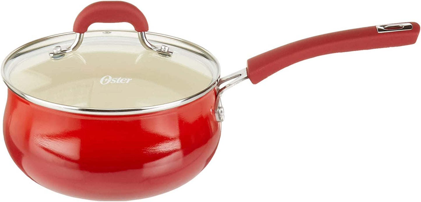 3 QT Red Oster Non Stick Saucepan