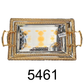 2 PC Turkish Serving Tea Tray Set Gold Handle and Accents Chrome Plated