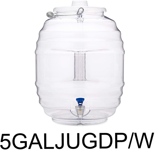 5 GAL Plastic Jug Water Dispenser With Wire Lid & Spout