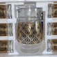 7 PC Gold And Black Peacock Tail Design Set with Glass Pitcher and Cups