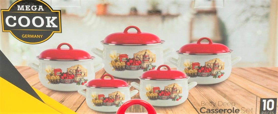 10 PC Betty Deep Enamel Stock Pot Set