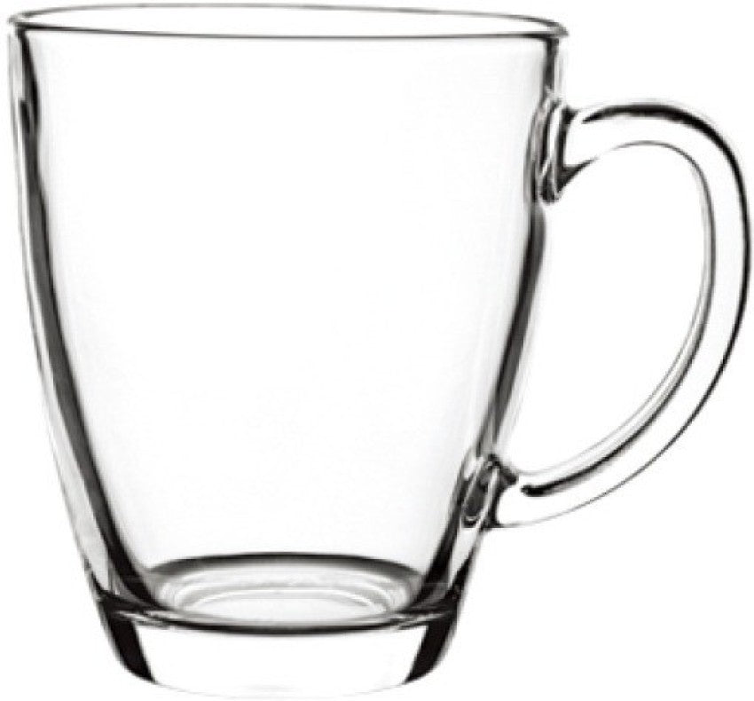 Le'raze Set of 6 Clear Borosilicate Glass Coffee and Tea Mugs with Handles,  15oz.