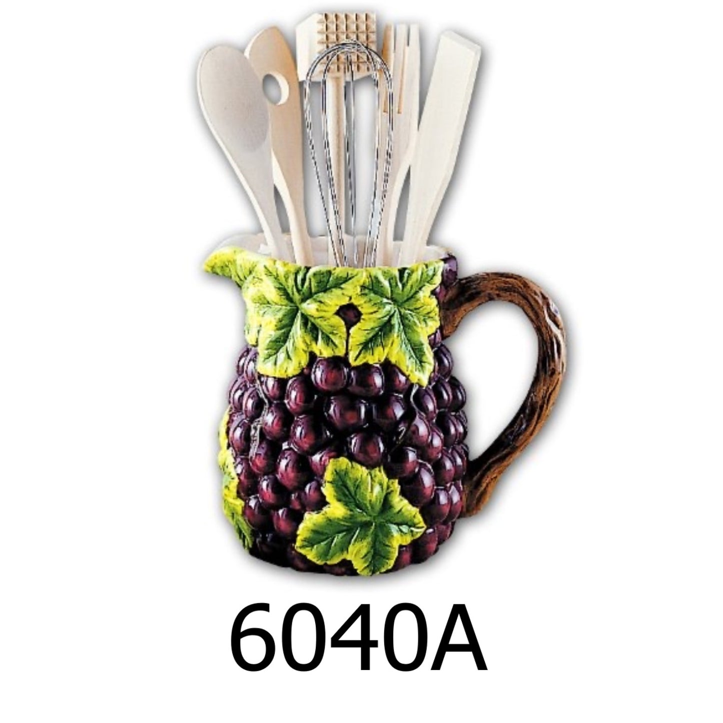 7 PC Grapes Hand Painted Fine Ceramicware Kitchen Tool Set