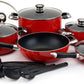 16 PC Red Non-stick Aluminum Cookware Set