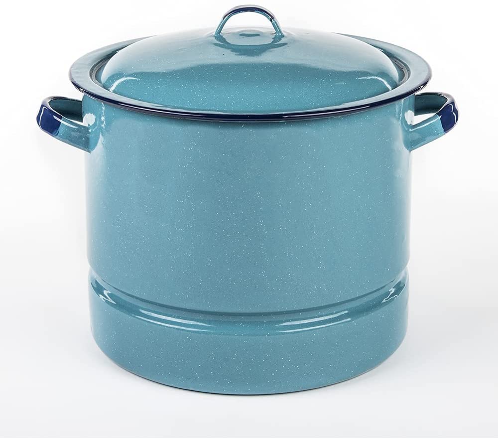 15 QT Enamel Steamer Pot With Lid & Trivet