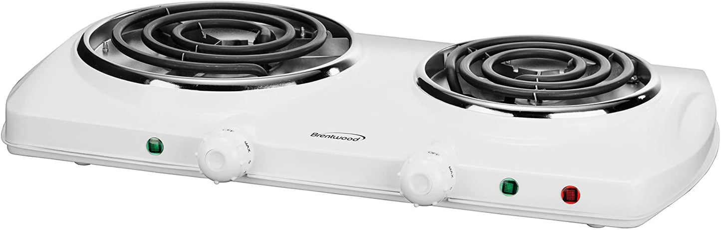 White Electric Countertop Range Spiral Coil Double Burners