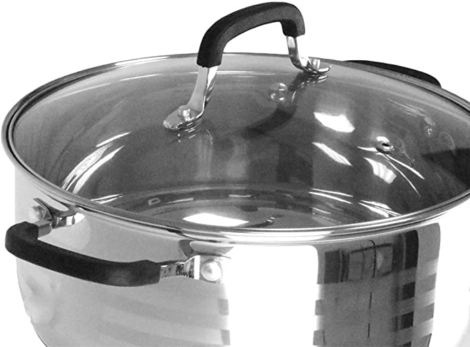4 QT Stainless Steel 18/10 Induction Low Pot With Silicone Handle