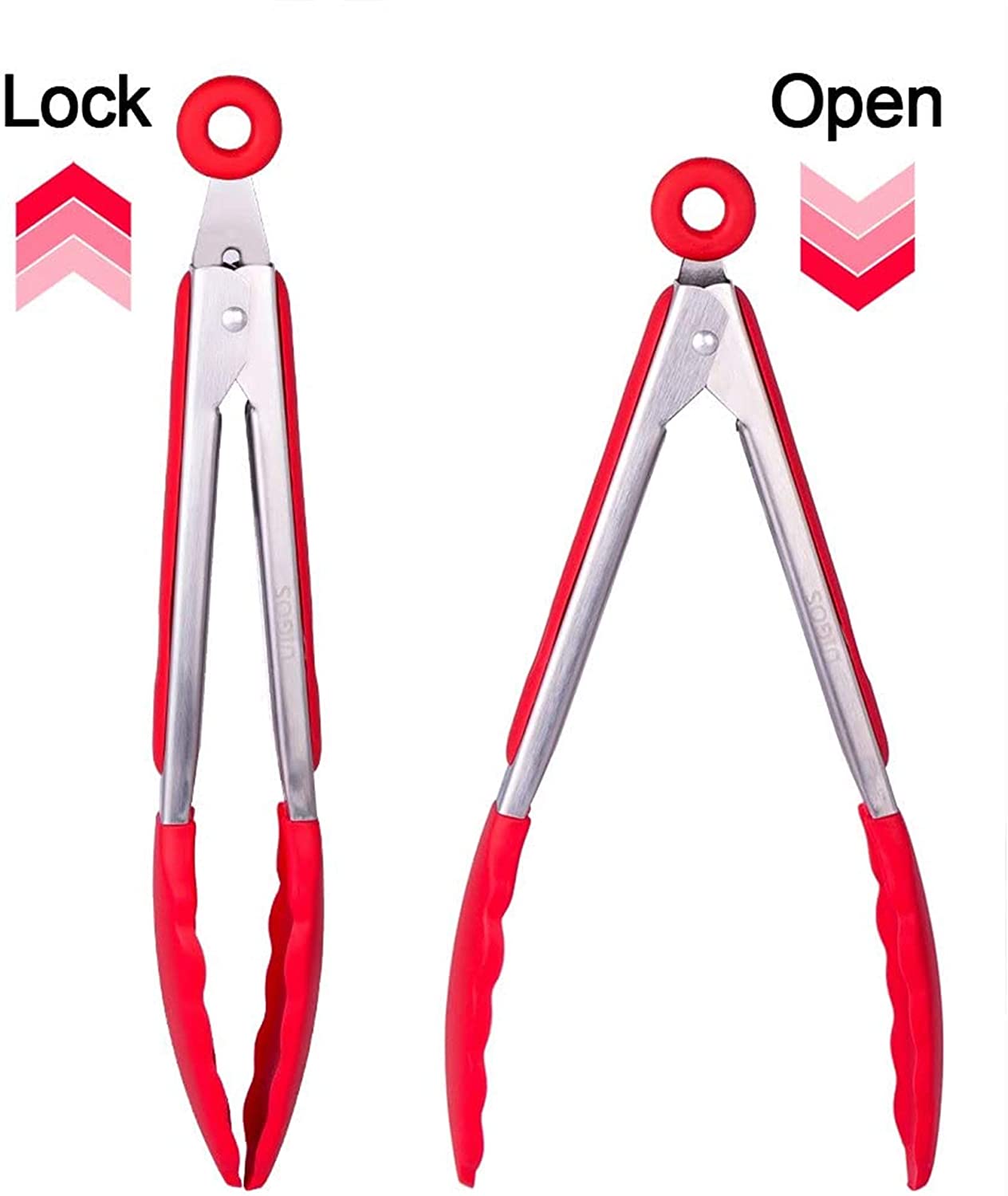 34cm Red Silicone Tongs