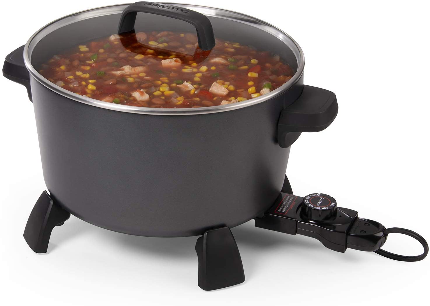 Brentwood Stainless Steel 1.3 Quart Cordless Electric Hot Pot Cooker and Food Steamer in Black