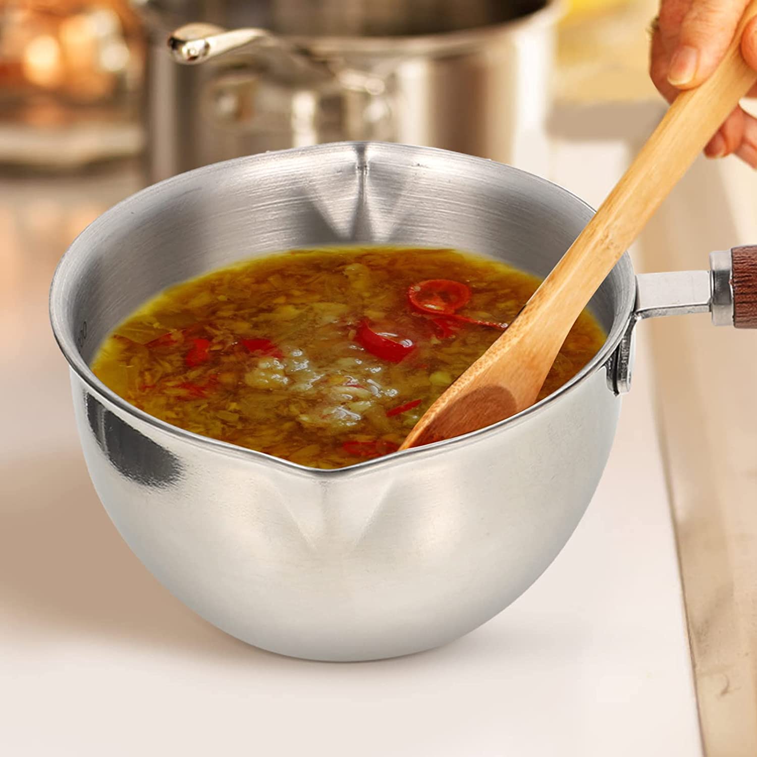 Stainless Steel Mini Sauce Pot Cooking Sauce Cup With Handle - Temu