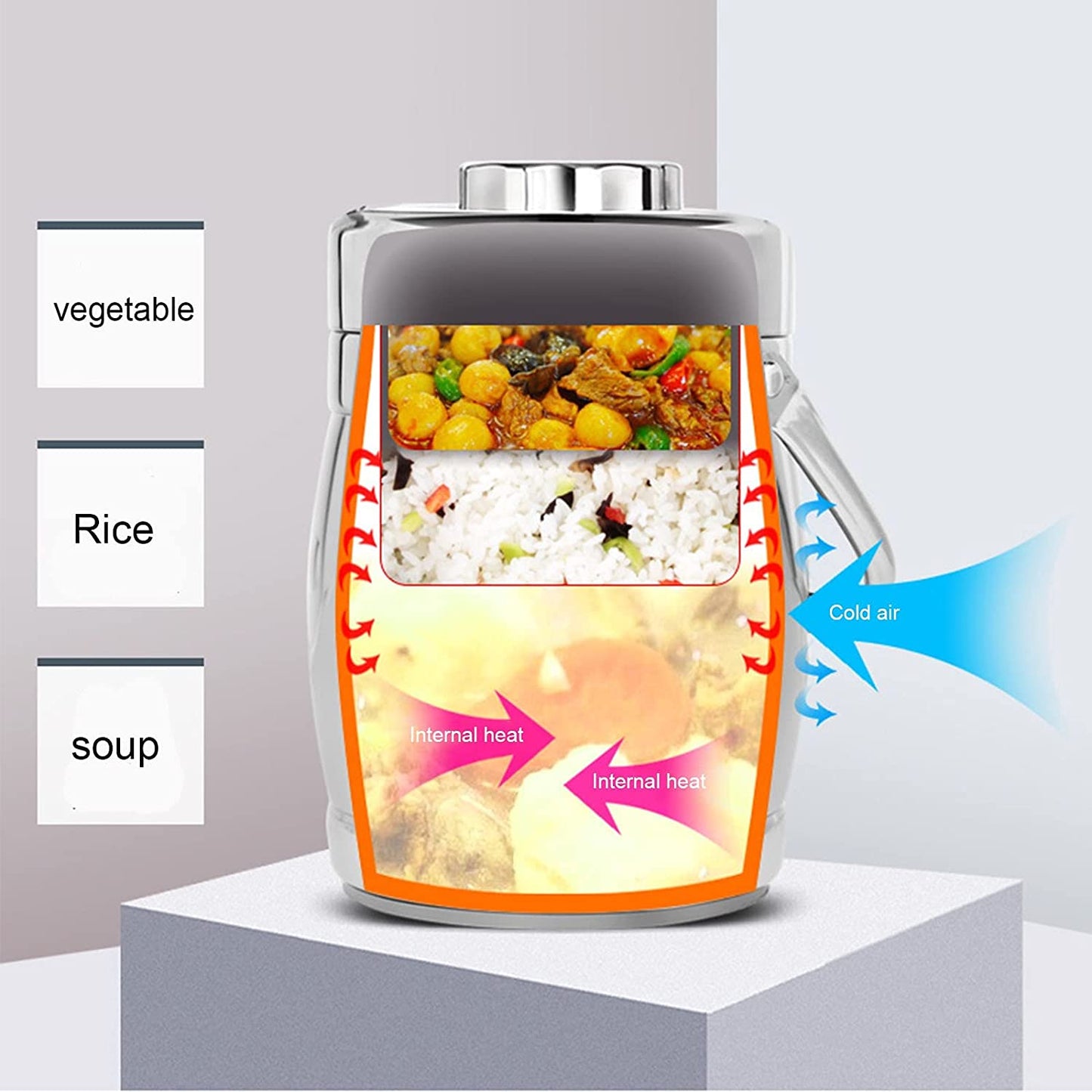 1.2L 3 Tier Vacuum Bento Thermos For Hot Food