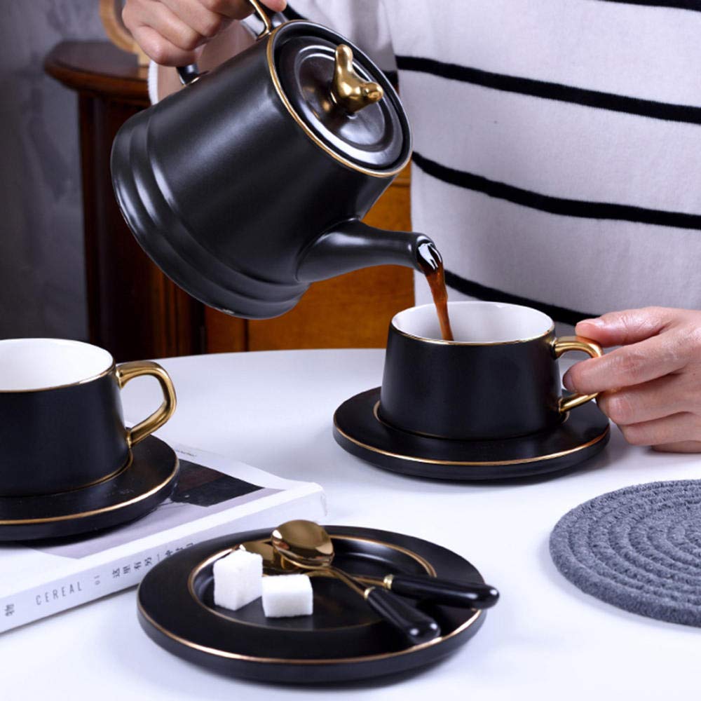 12 PC Matte Black & Gold Coffee Set – R & B Import