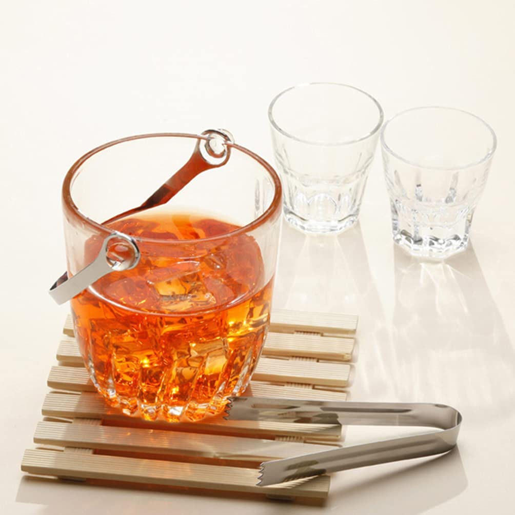 Glass Ice Bucket With Metal Tong & Handle