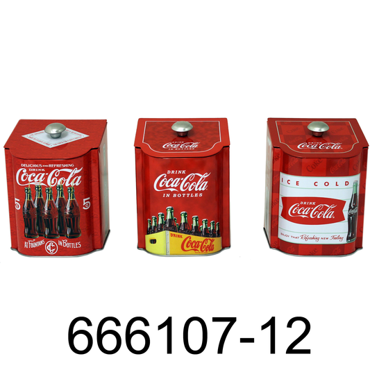 3 PC Coca Cola Vintage Style Slope Lid Tea Caddy Set