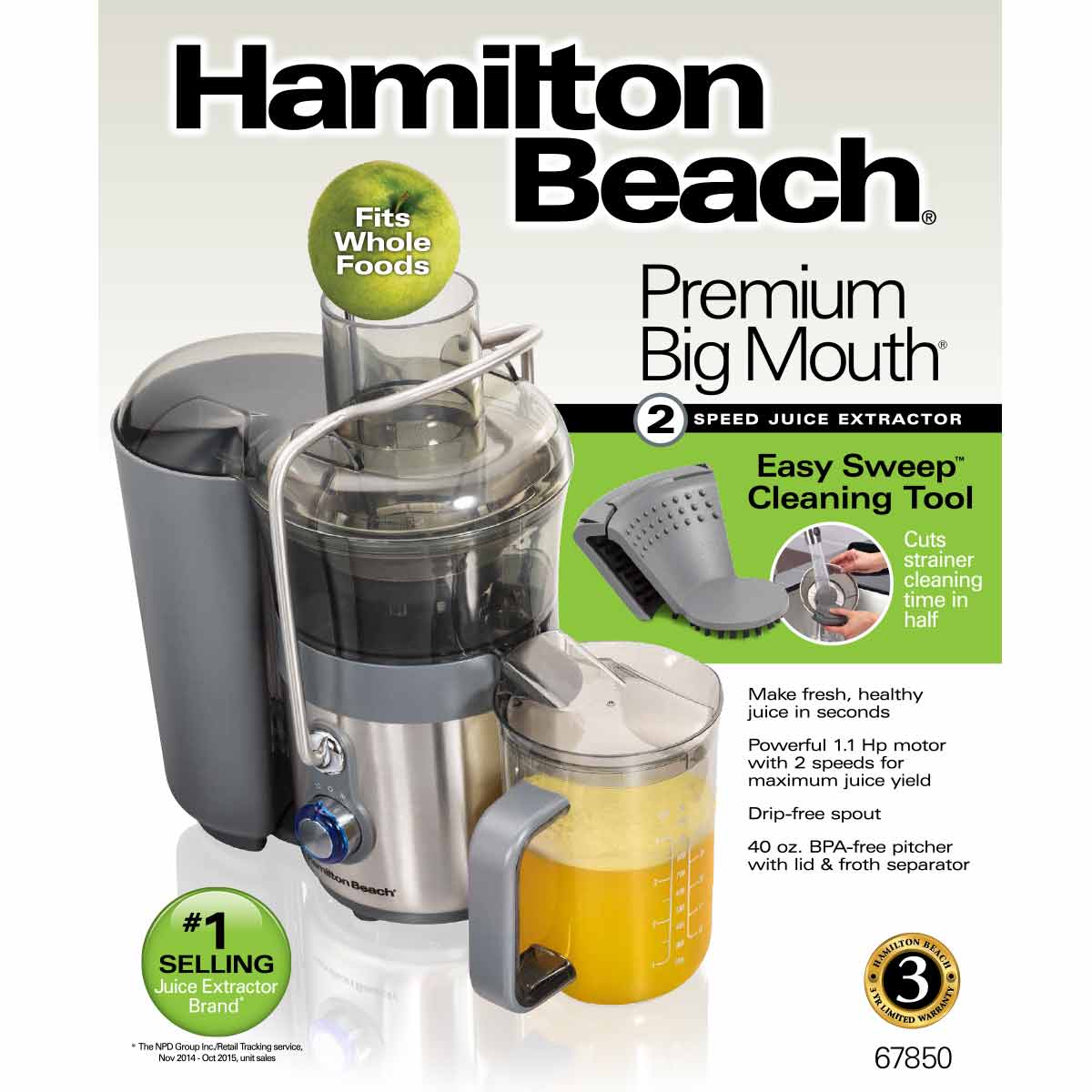 Hamilton Beach 67608 Big Mouth Juice Extractor 