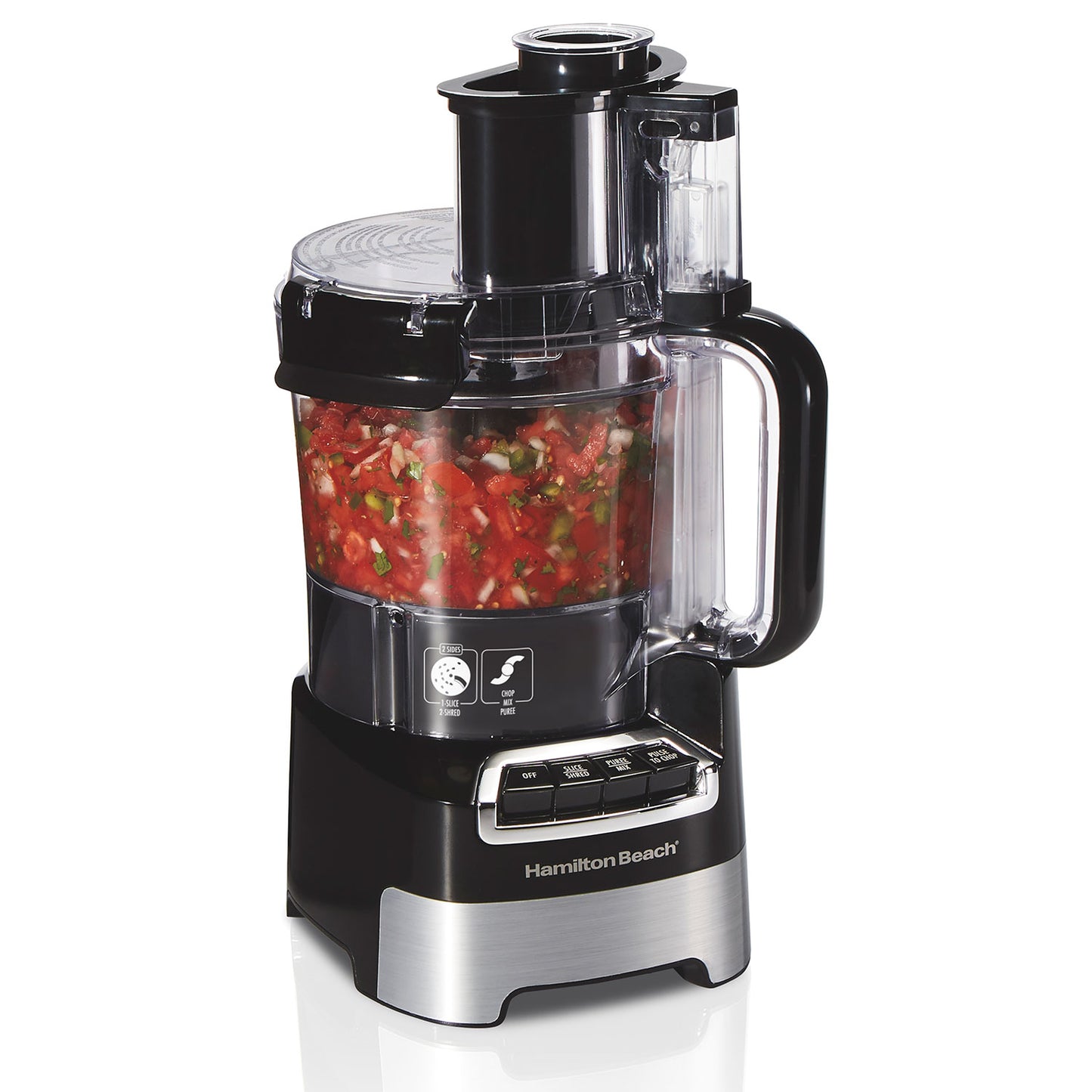 Hamilton Beach 10-Cup Stack & Snap Food Processor with Big Mouth, Black & Stainless