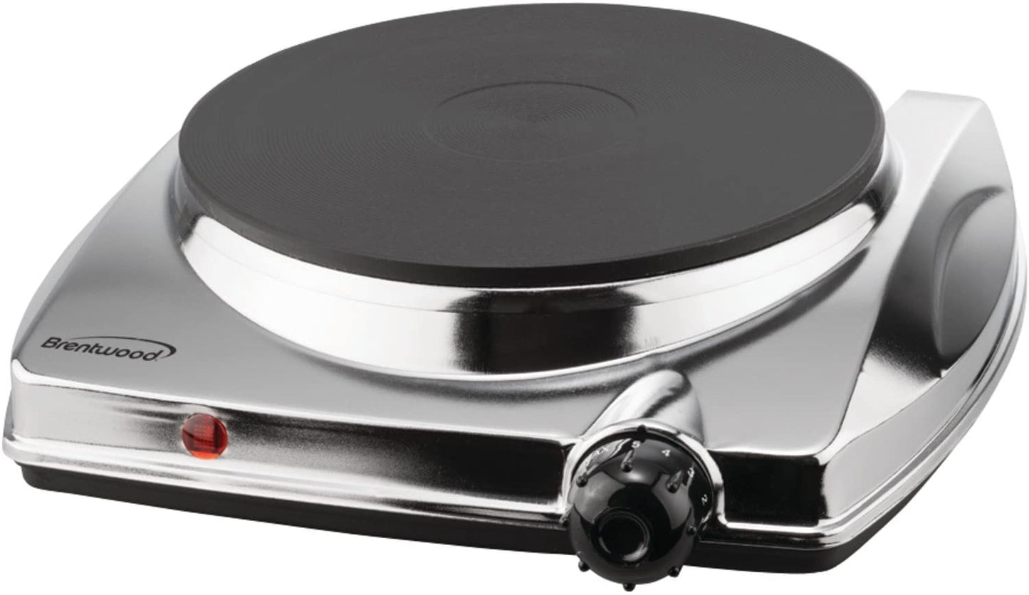 Brentwood Silver Single Burner Countertop Electric Hotplate