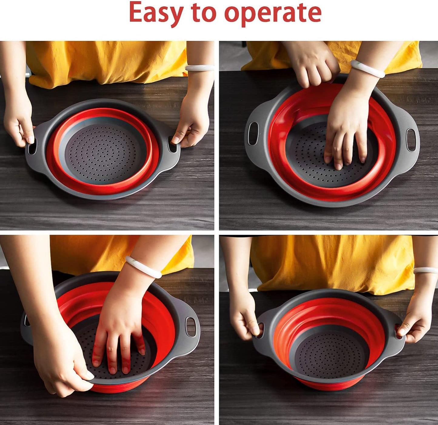 2 Pieces Collapsible Silicone Colander