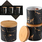 6 PC Black Marble Canister Set With Bamboo Lid