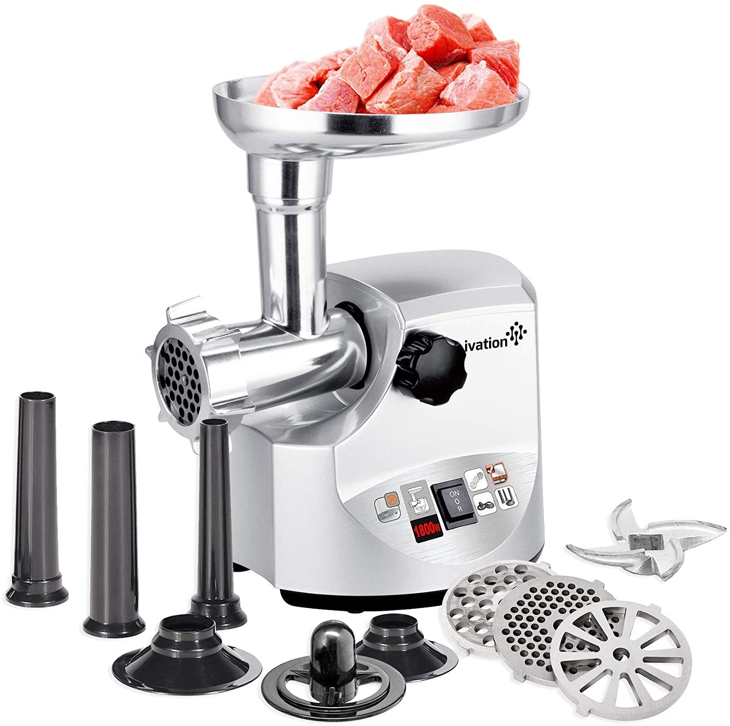 1800 Watts Silver Heavy Duty Meat Grinder & Sausage Stuffer Brentwood