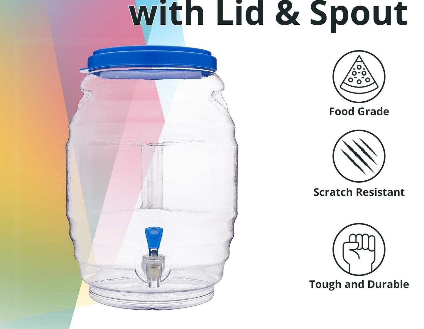 5 GAL Blue Jug Water Dispenser With Lid & Spout