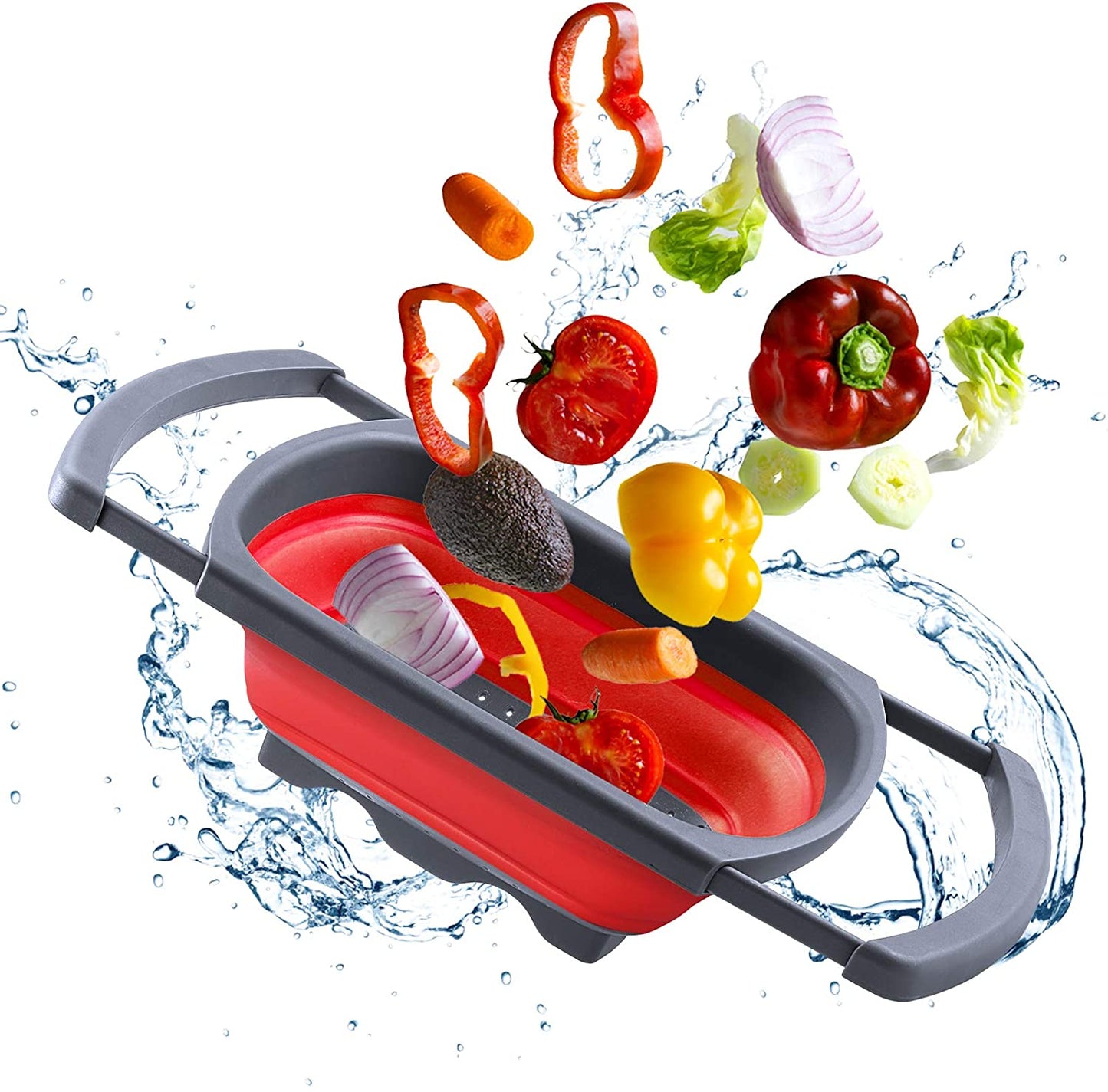 Red Collapsible Silicone Colander