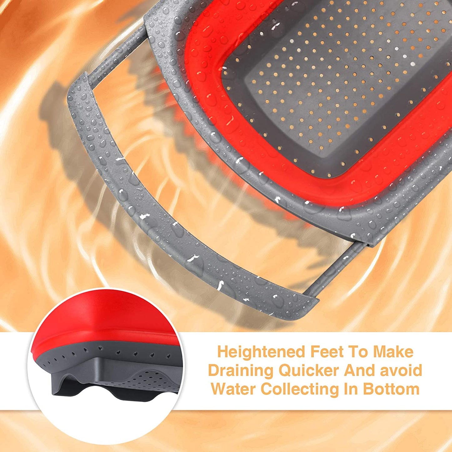 Red Collapsible Silicone Colander