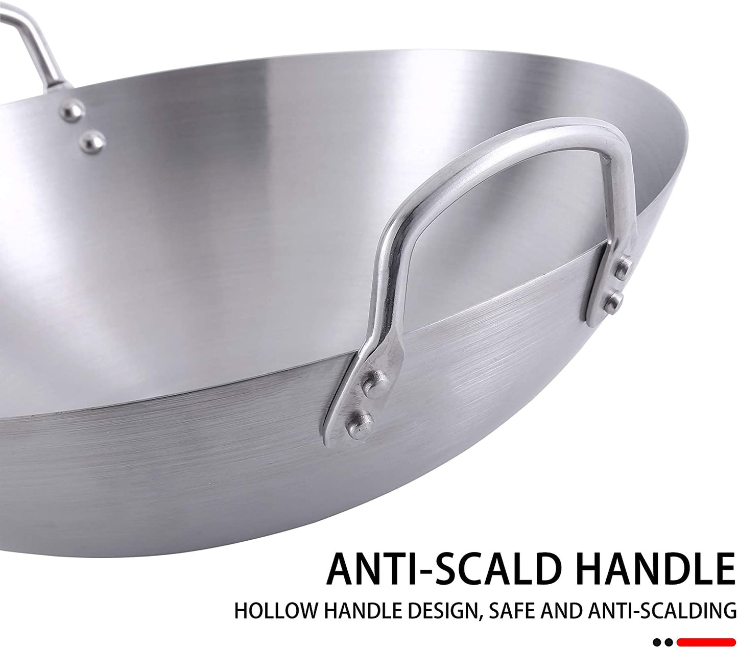 39cm Stainless Steel Double Short Handles Wok Pan
