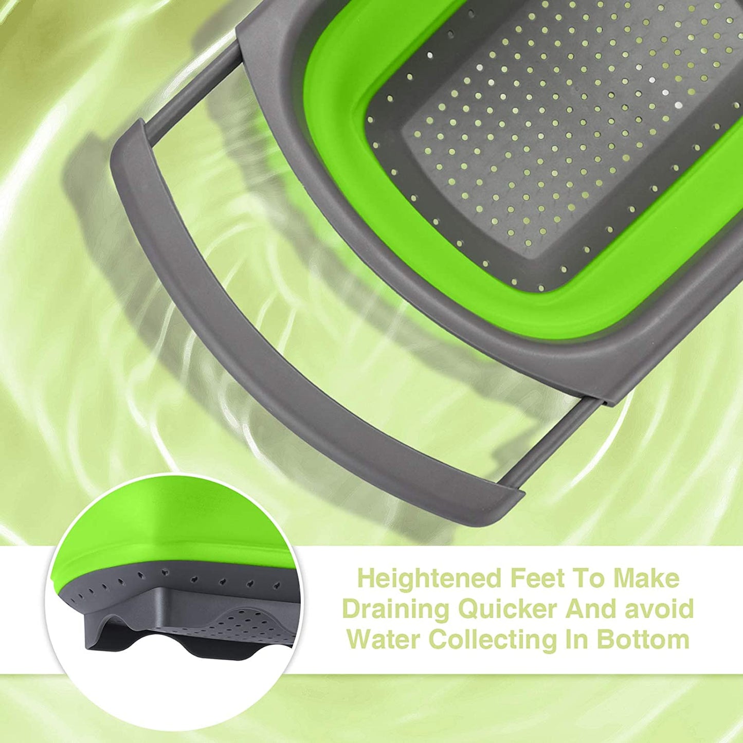 Green Collapsible Silicone Colander