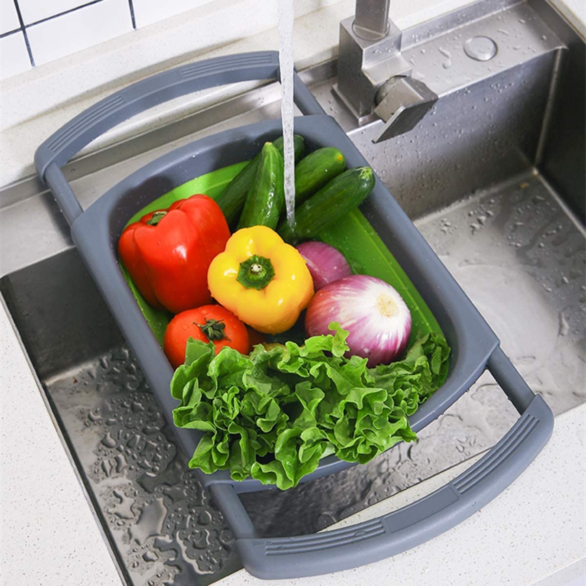 Green Collapsible Silicone Colander