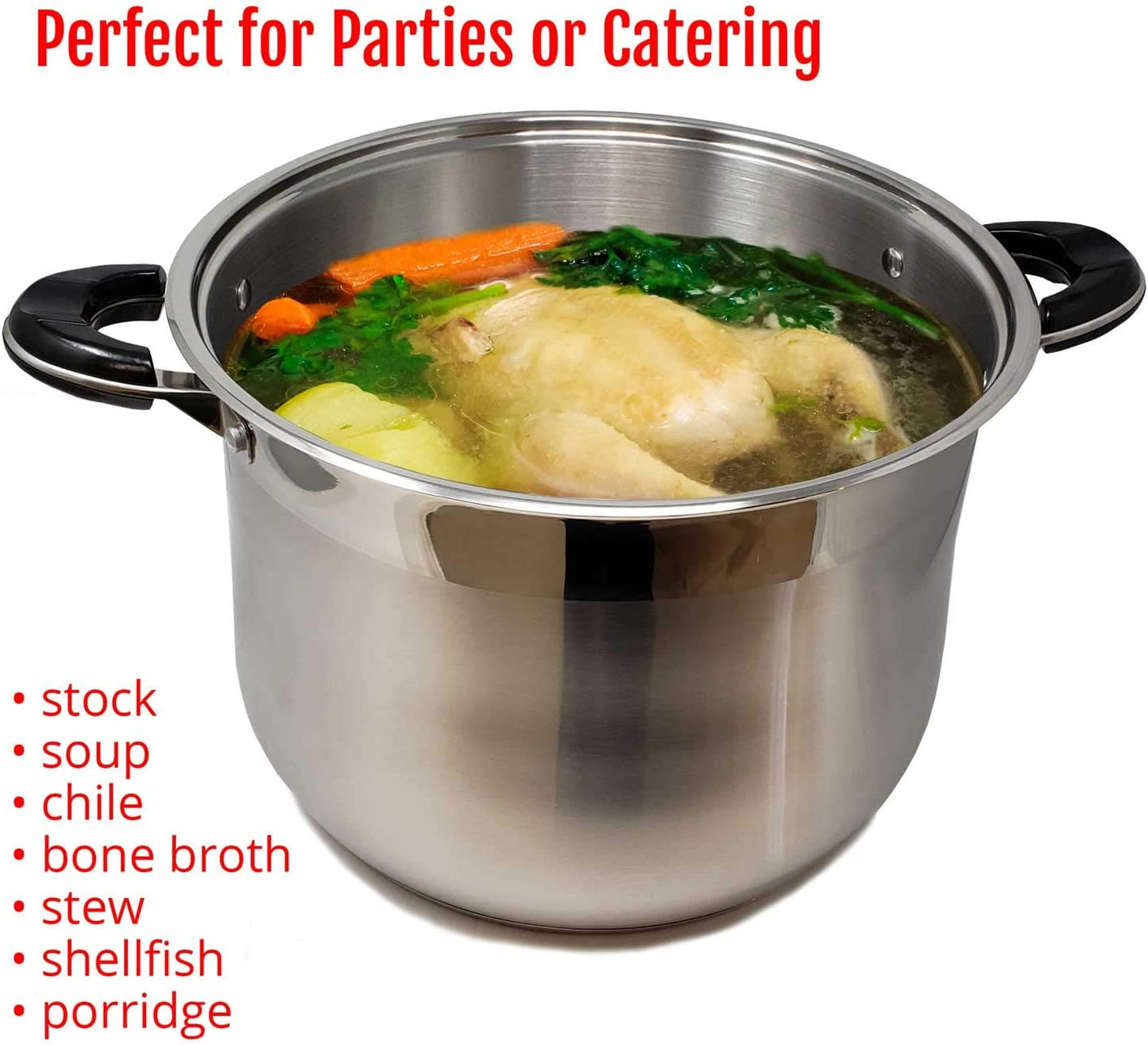6 QT Stainless Steel 18/10 Induction Stock Pot (Free Gift 2 Spoons)