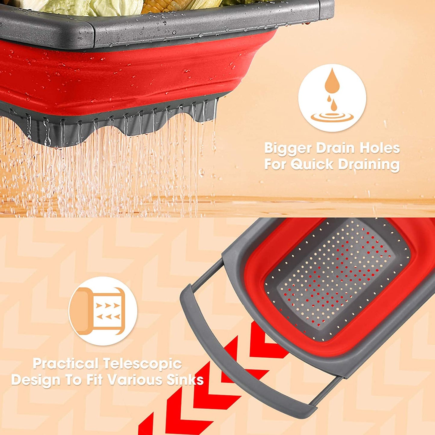 Red Collapsible Silicone Colander