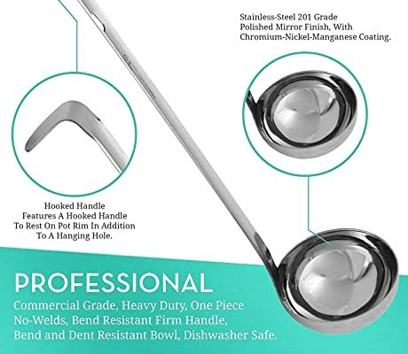 16 Oz Stainless Steel Ladle With Curve Handle