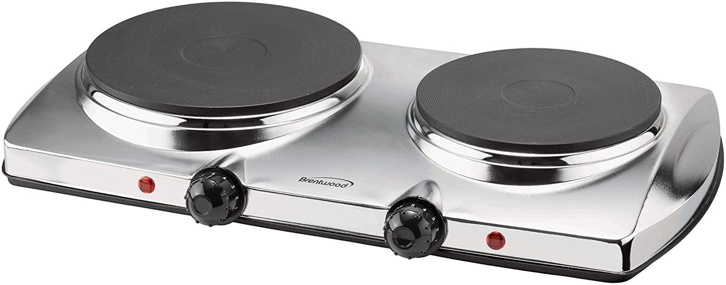 Brentwood Silver Electric Countertop Double Burners Hotplate