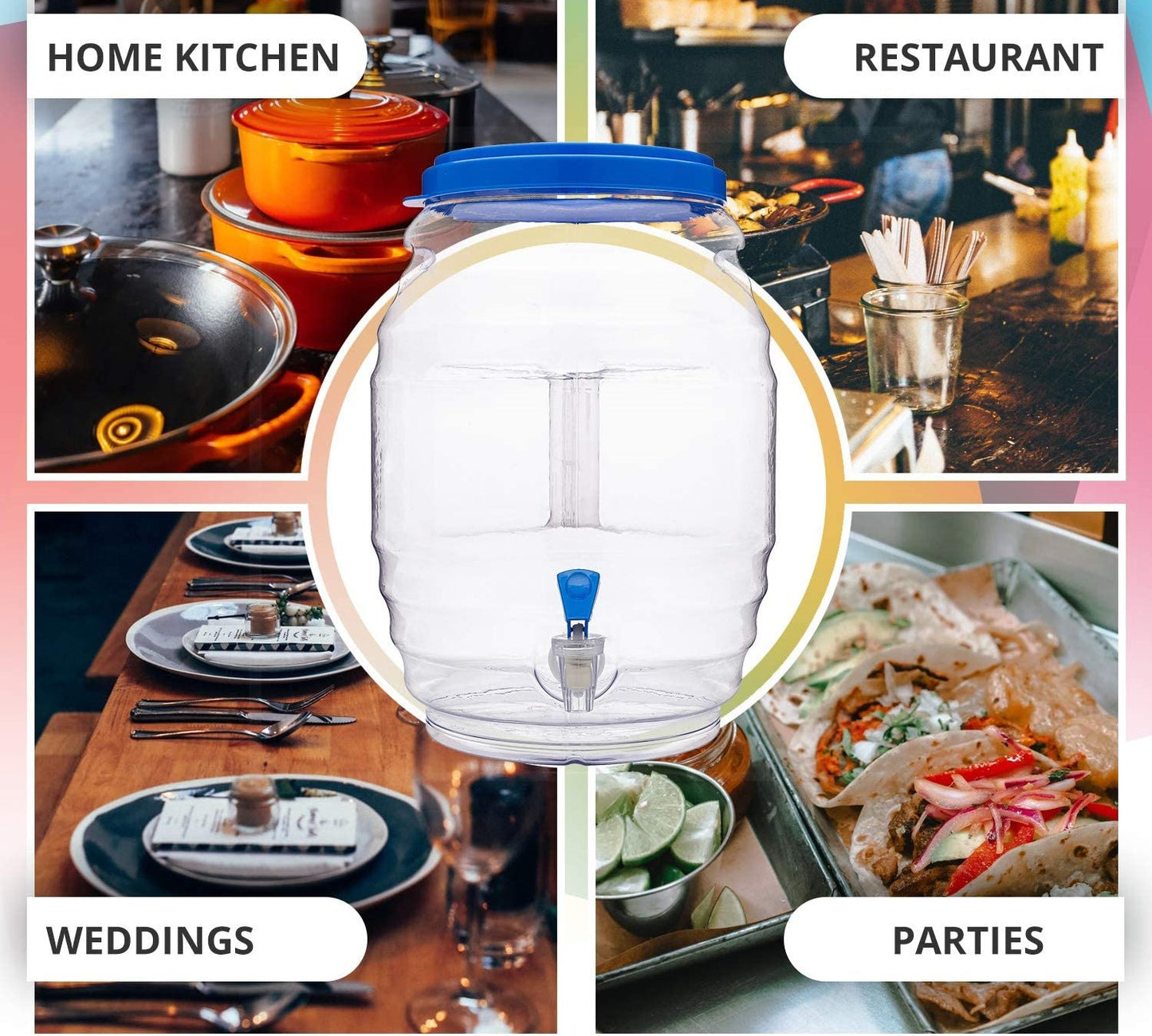 5 GAL Blue Jug Water Dispenser With Lid & Spout
