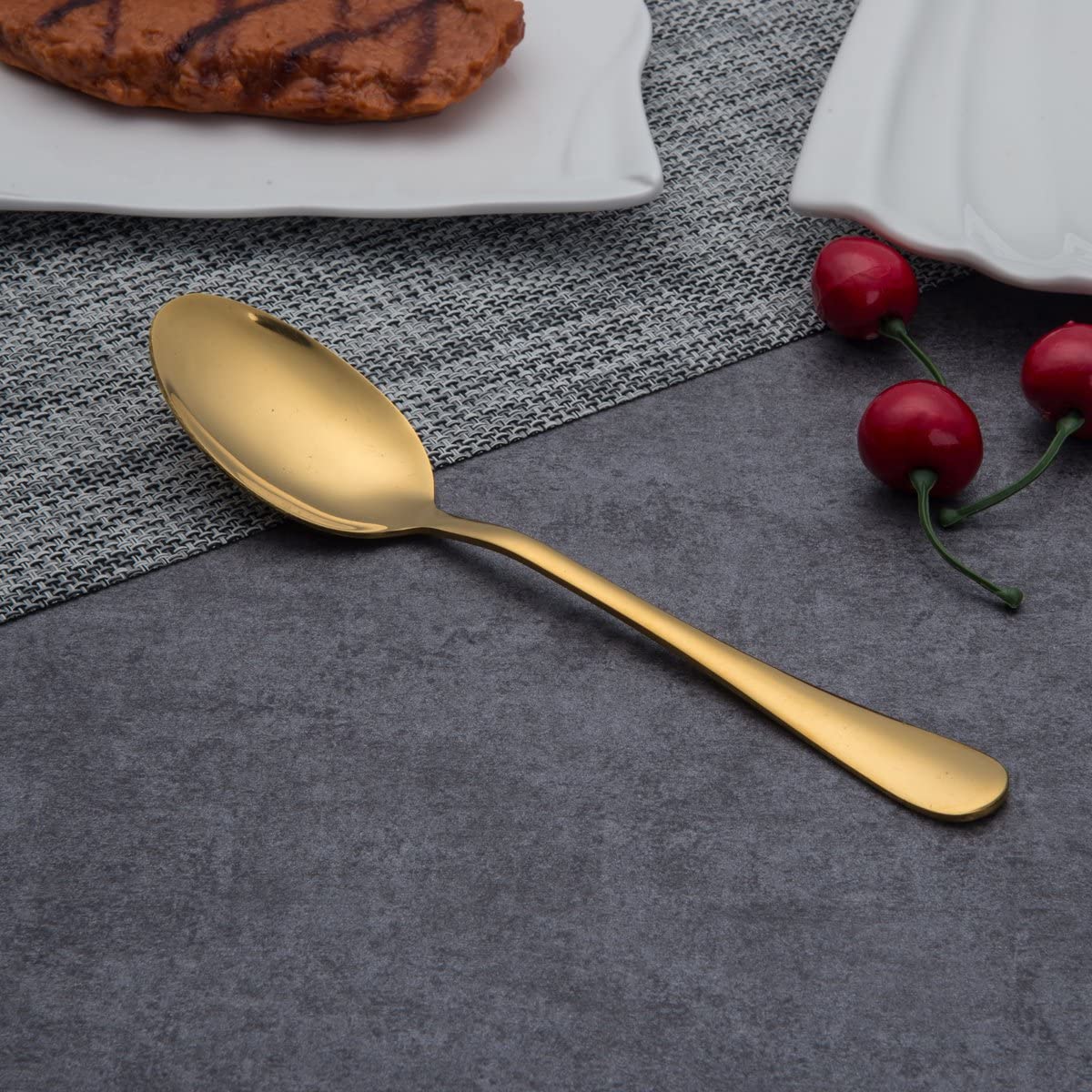 24 PC Classic Stainless Steel Gold Cutlery Set