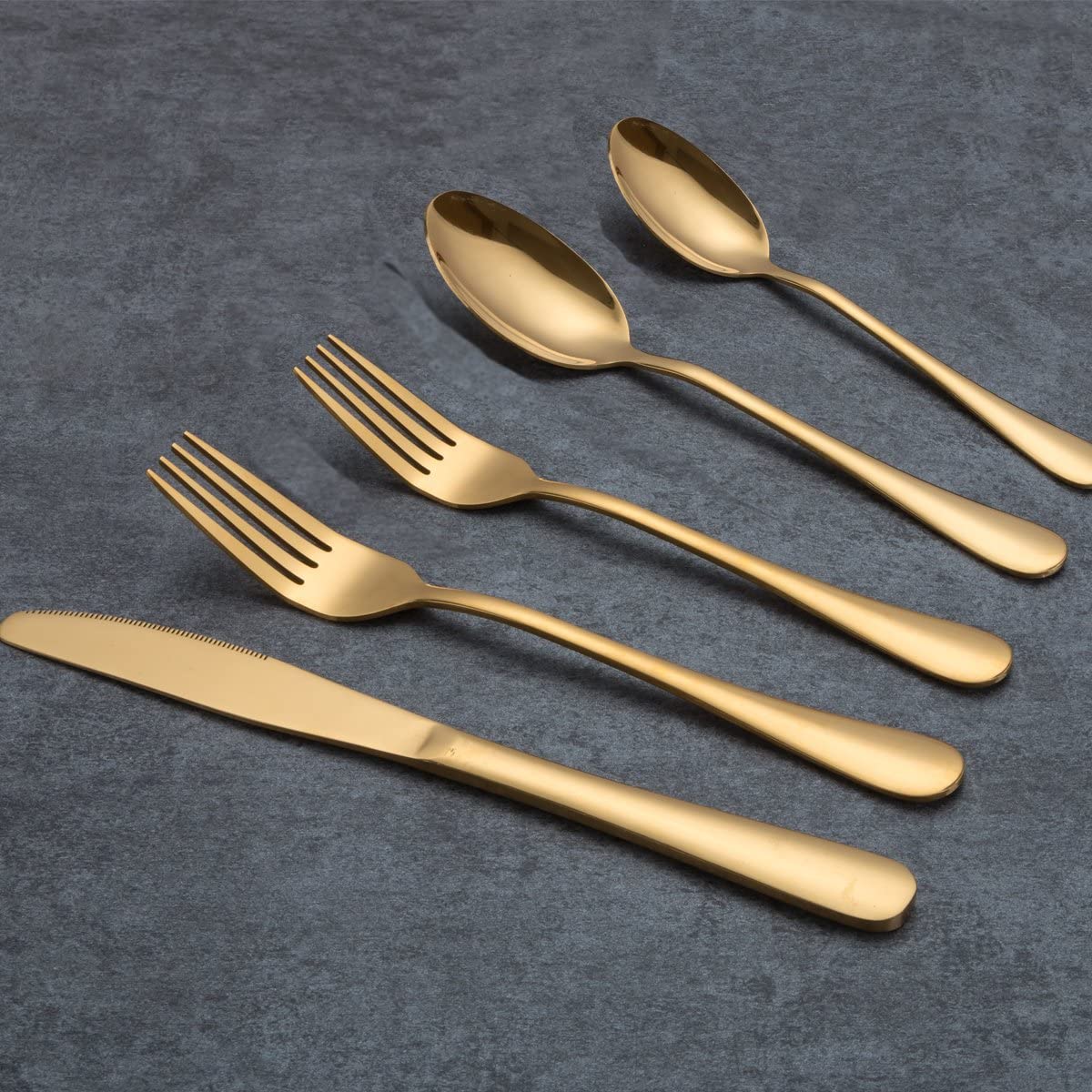 24 PC Classic Stainless Steel Gold Cutlery Set