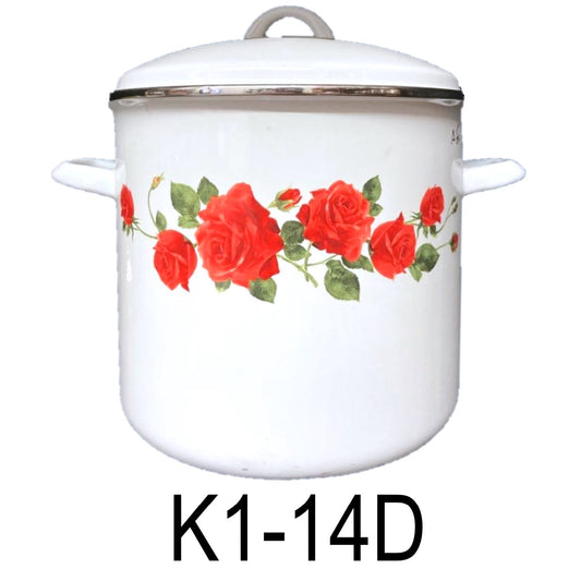 12 QT Rose Enamel Stock Pot with Lid