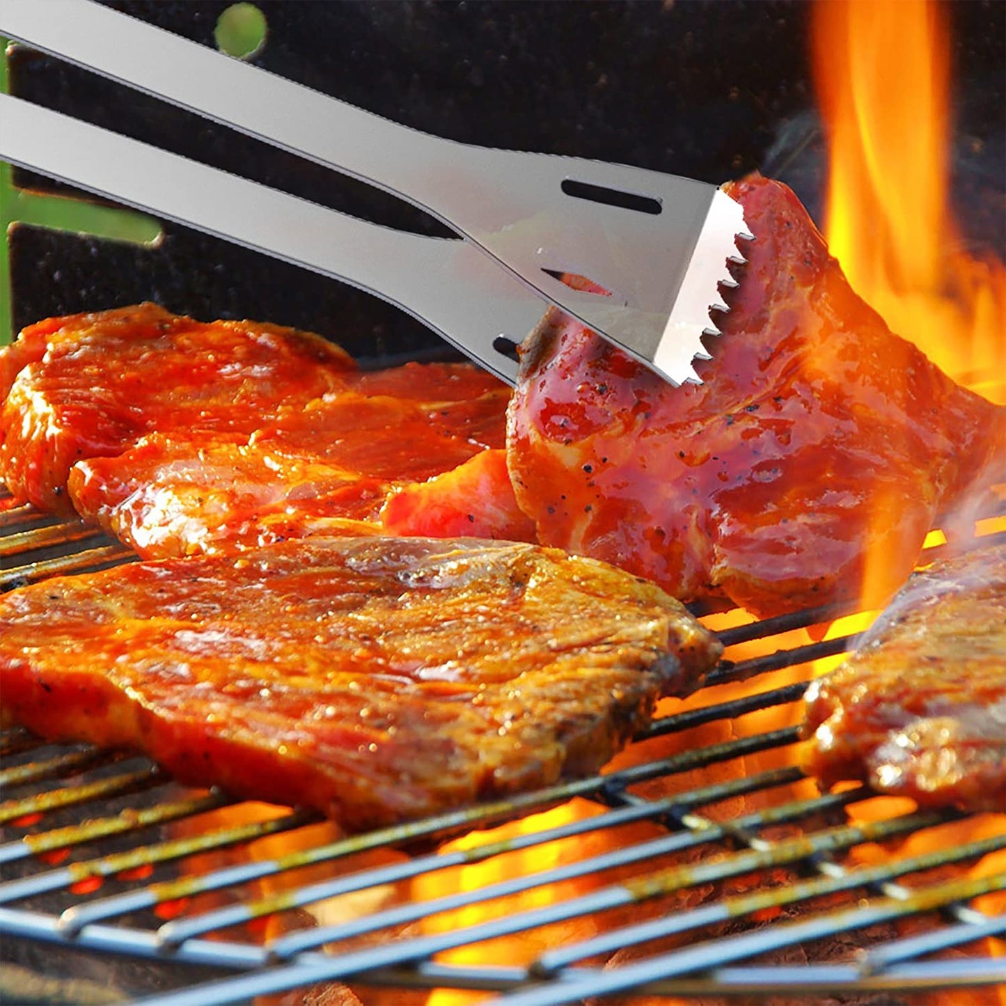 6 PC Stainless Steel Cooking Utensils Set - BBQ Grill Accessories with Aluminum Case