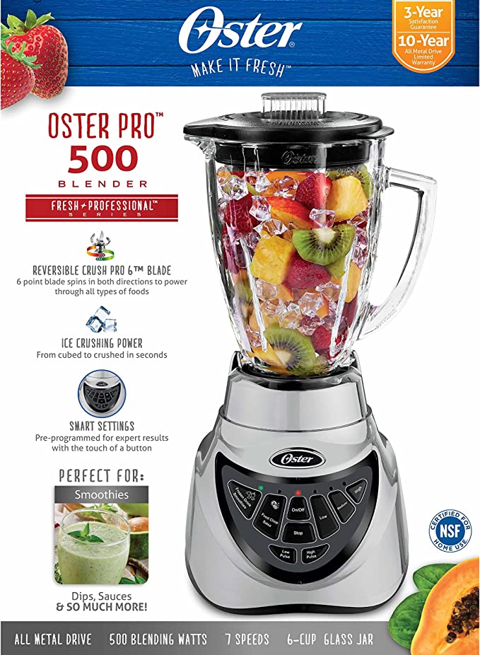 Oster Pro 500 watts Blender - Brushed Nickel