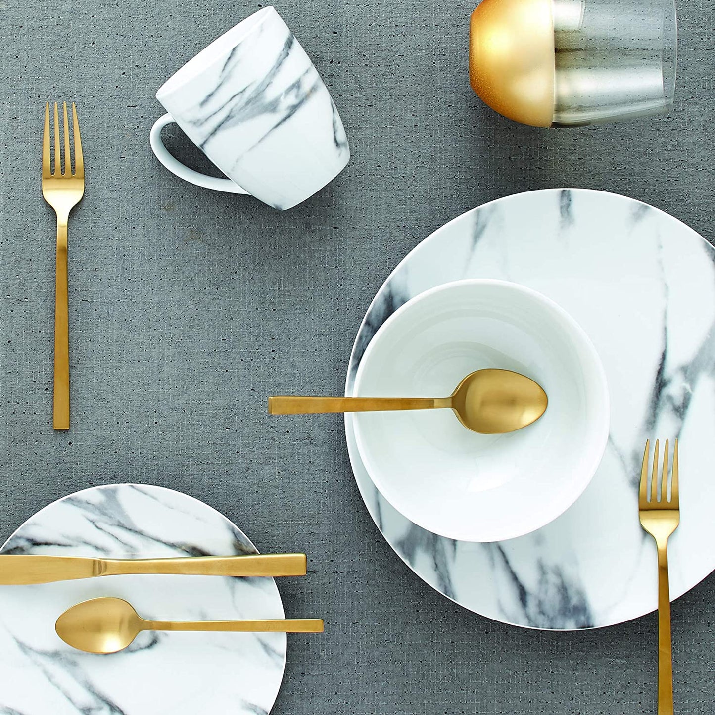 24 PC Classic Stainless Steel Gold Cutlery Set