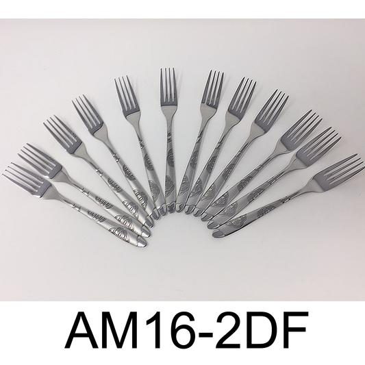12 PC Wavy Cloud Design Stainless Steel Silver Dinner Fork
