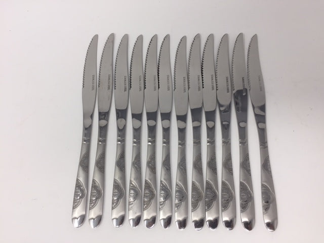 12 PC Wavy Cloud Design Stainless Steel Silver Dinner Knife