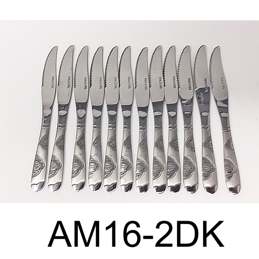 12 PC Wavy Cloud Design Stainless Steel Silver Dinner Knife