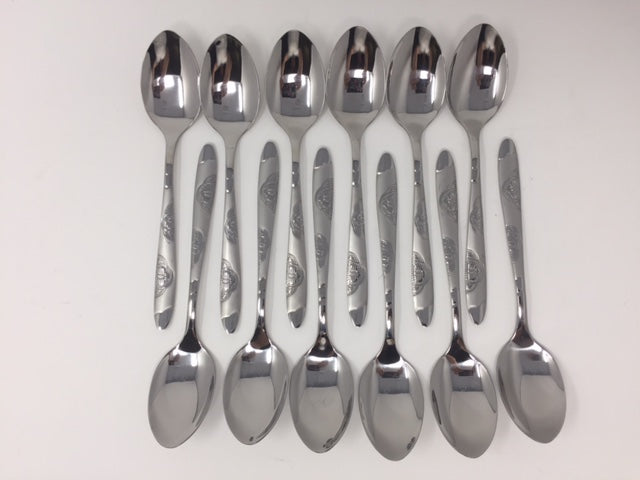 12 PC Wavy Cloud Design Stainless Steel Silver Dinner Spoon