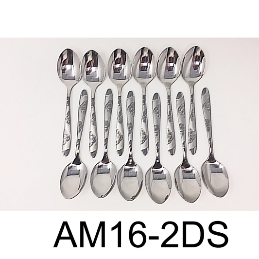 12 PC Wavy Cloud Design Stainless Steel Silver Dinner Spoon