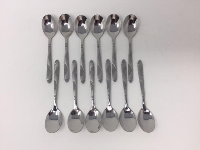 12 PC Wavy Cloud Design Stainless Steel Mocha Spoon