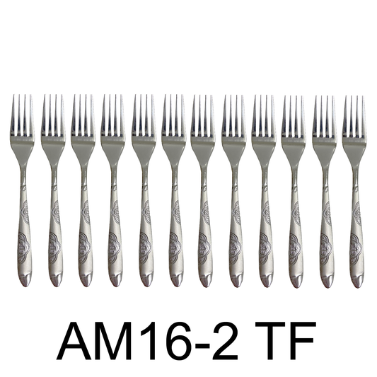 12 PC Wavy Cloud Design Stainless Steel Silver Tea Fork