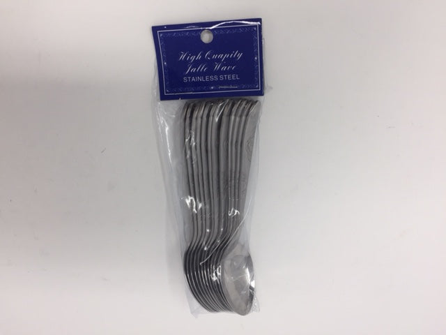 12 PC Wavy Cloud Design Stainless Steel Silver Tea Spoon