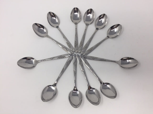 12 PC Wavy Cloud Design Stainless Steel Silver Tea Spoon